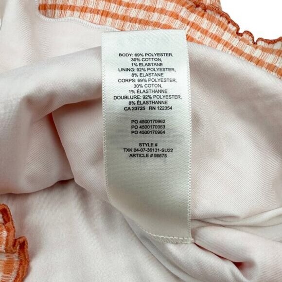 WILFRED Aritzia Reunion Seersucker High-Waisted Tube Skirt Size Medium Orange - Picture 6 of 8